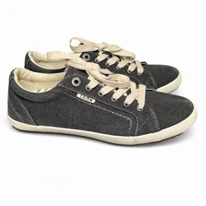 Taos STAR Charcoal Wash Canvas Sneaker Womens 9 Casual Walk Shoe Arch Metatarsal